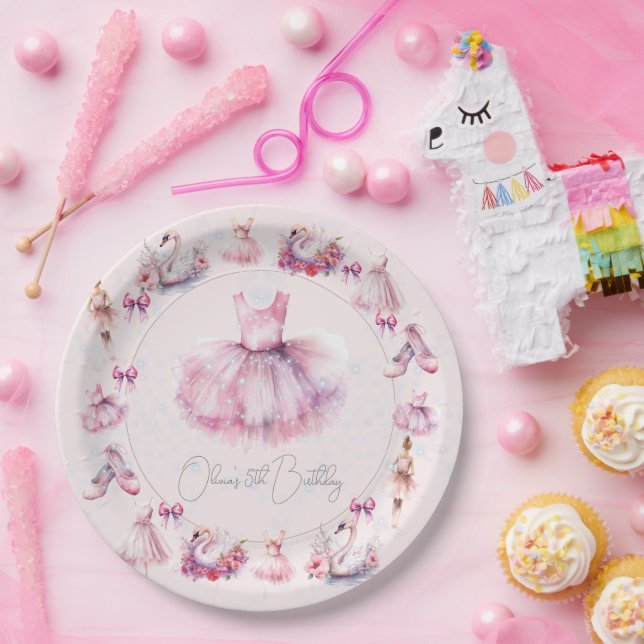 Assiettes En Carton Belle Ballerina personnalisée Anniversaire (Fête)