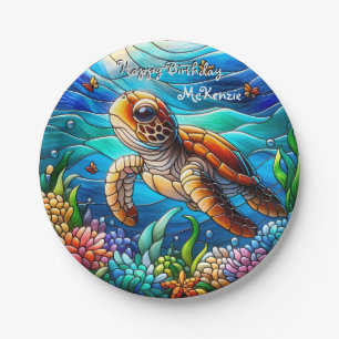 Assiettes En Carton Belle Bébé Tortue de mer Natation