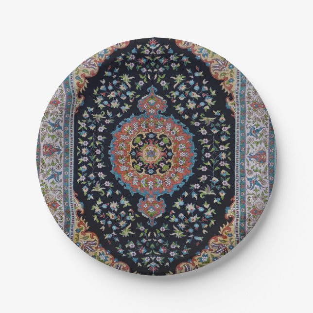 Assiettes En Carton Belle Bleue Oriental Antique Kilim Rug (Devant)