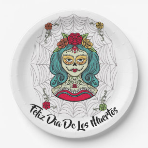 Assiettes En Carton Belle Catrina Feliz Día de Muertos