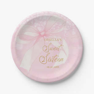 Assiettes En Carton Belle Coquette Pink Ribbon Bows Sweet 16 Seteen