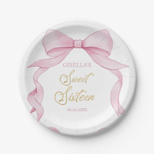 Assiettes En Carton Belle Coquette Pink Ribbon Bows Sweet 16 Seteen