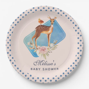 Assiettes En Carton Belle Doe Brown avec Baby shower de points blancs