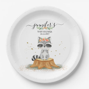 Assiettes En Carton Belle Fête Bébé Raton Laveur Nature