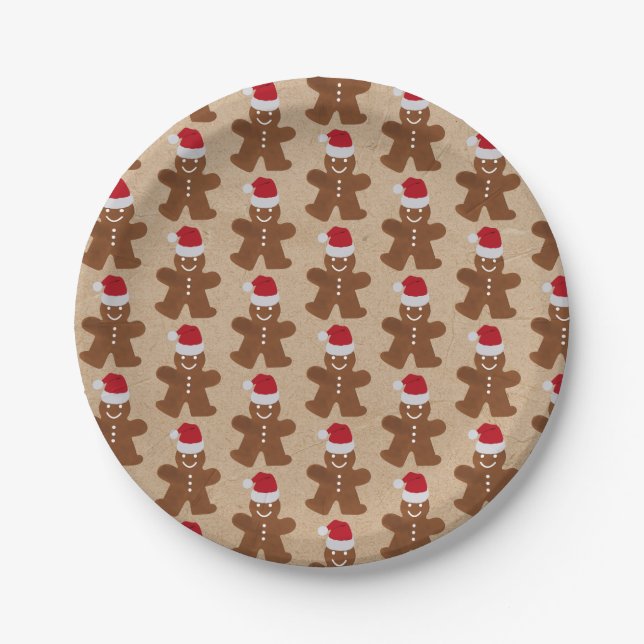 Assiettes En Carton Belle fête de Noël Gingerbread Homme Cookies (Devant)