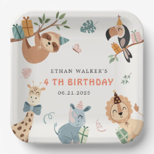 Assiettes En Carton Belle fête Safari Animaux Anniversaire de enfant