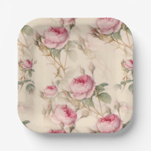 Assiettes En Carton Belle florale Vintage