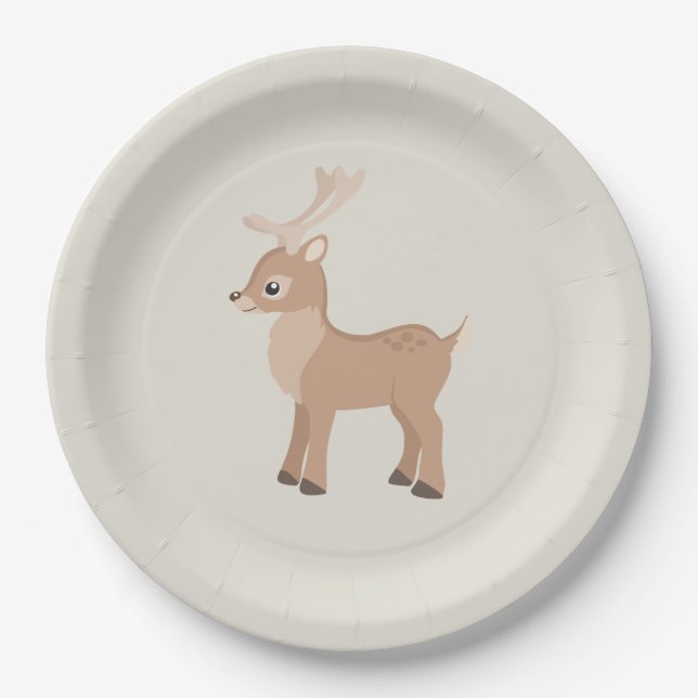 Assiettes En Carton Belle forêt de cerfs (Devant)