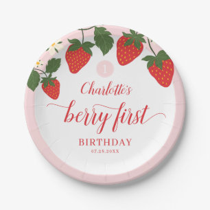 Assiettes En Carton Belle fraise sucrée 1er anniversaire