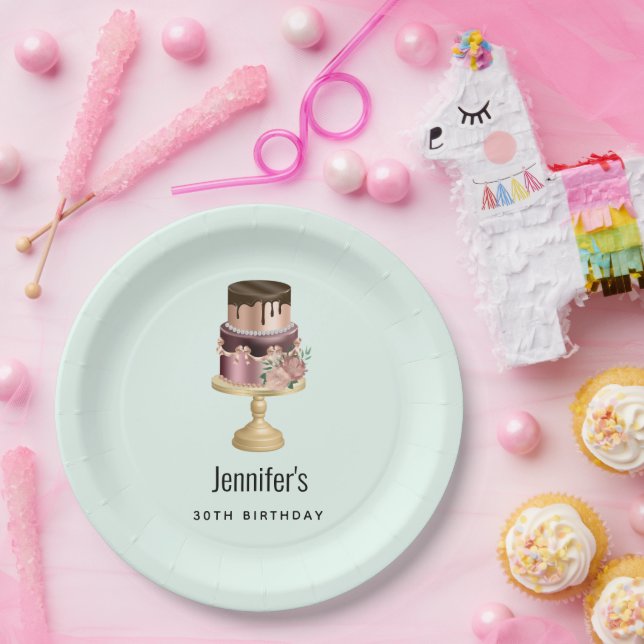 Assiettes En Carton Belle Glam Party Shiny Gâteau Anniversaire (Fête)