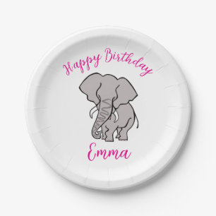 Assiettes En Carton Belle image ELEPHANT - Joyeux anniversaire -