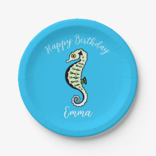 Assiettes En Carton Belle image SEAHORSE -Joyeux anniversaire - Fête