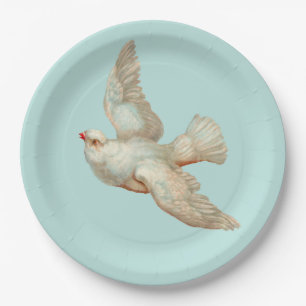 Assiettes En Carton belle impression de colombe blanche