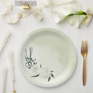 Assiettes En Carton belle mariage blanche fleurie