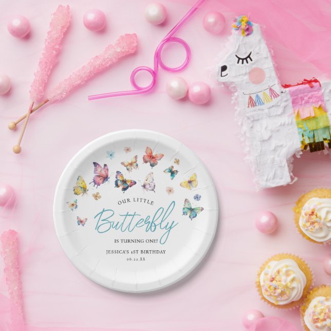 Assiettes En Carton Belle papillons Fête d'anniversaire de la fille (Fête)