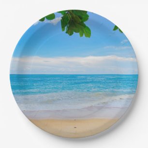 Assiettes En Carton Belle plage Blue Tropical