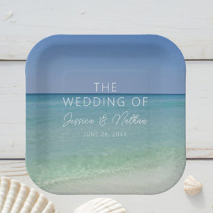 Assiettes En Carton Belle plage Horizon Mariage personnalisé