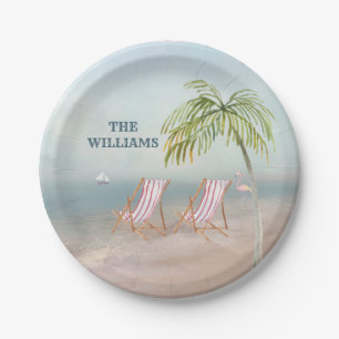 Assiettes En Carton Belle scène de plage de couleur d'eau Serene 