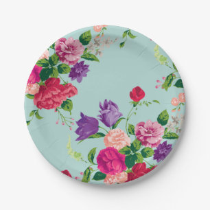 Assiettes En Carton belle, vintage, menthe, floral, rose, mignonne, gi