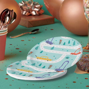 Assiettes En Carton Belle Voiture Boy Fête d'Anniversaire