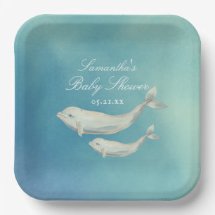 Assiettes En Carton Beluga Whale Maman et Baby shower de veau