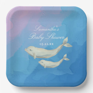 Assiettes En Carton Beluga Whale Maman et Baby shower de veau