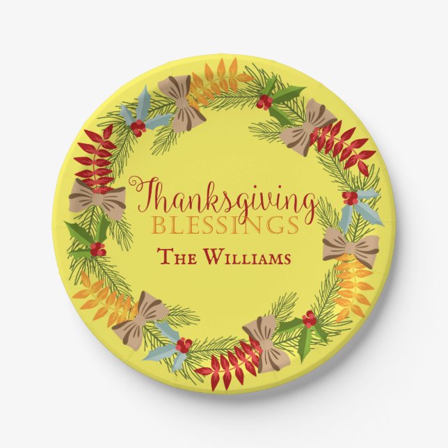 Assiettes En Carton Bénédiction de Thanksgiving (Devant)