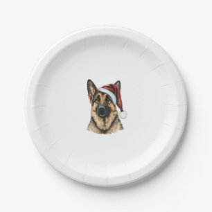 Assiettes En Carton Berger allemand Père Noël Chien Noël