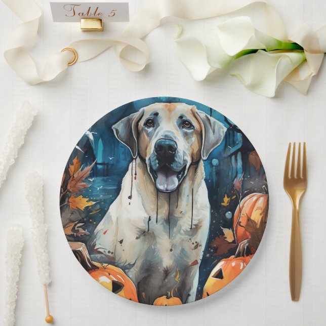 Assiettes En Carton Berger Anatolien D'Halloween Avec Peur Citrouille (Mariage)