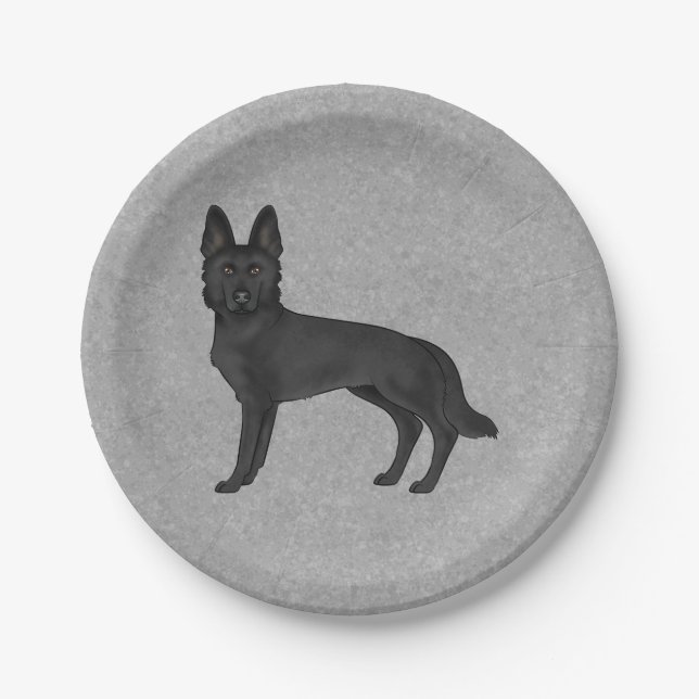 Assiettes En Carton Berger noir allemand mignon dessin animé GSD Chien (Devant)