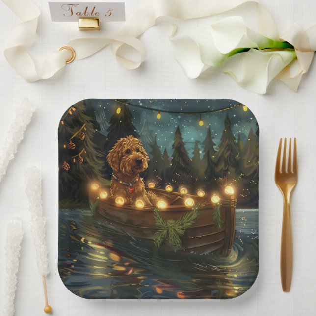 Assiettes En Carton Bernedoodle Noël Festival Voyage (Mariage)