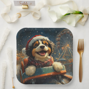 Assiettes En Carton Bernedoodle Roller Dessous de verre Noël