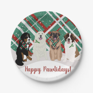 Assiettes En Carton Bernese Leonberger Pyrénées St Bernard Noël 