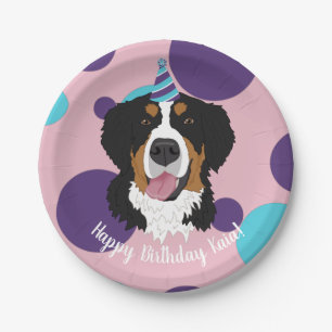 Assiettes En Carton Bernese Mountain Dog Anniversaire