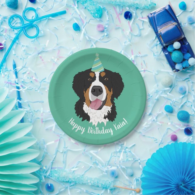 Assiettes En Carton Bernese Mountain Dog Anniversaire (Fête)
