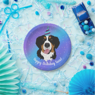Assiettes En Carton Bernese Mountain Dog Anniversaire
