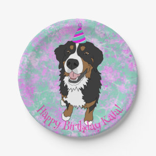 Assiettes En Carton Bernese Mountain Dog Anniversaire