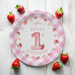 Assiettes En Carton Berry 1er anniversaire Wavy