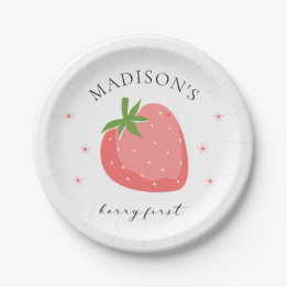 Assiettes En Carton Berry First Birday Papier Plaques Fraise Party