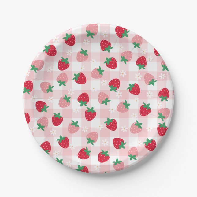 Assiettes En Carton Berry First Birwday Strawberry Party Plaques (Devant)