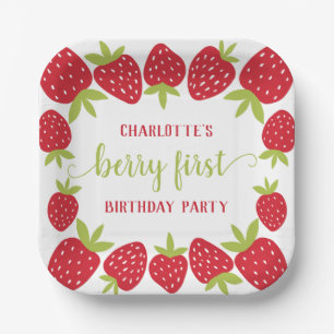 Assiettes En Carton Berry First Strawberry 1er fête d'anniversaire Per