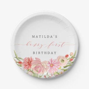 Assiettes En Carton Berry First Strawberry Été 1er anniversaire  