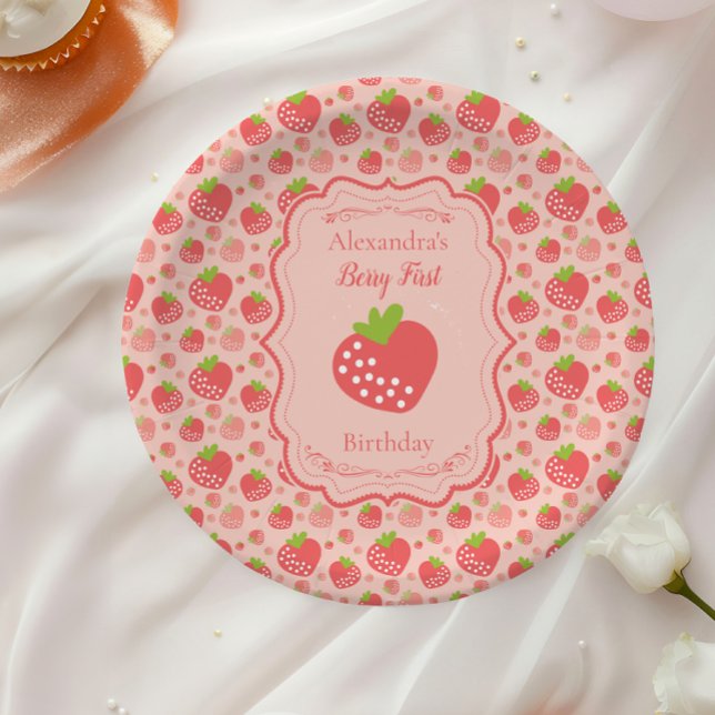 Assiettes En Carton Berry First Strawberry Girl 1er anniversaire fête (Créateur téléchargé)