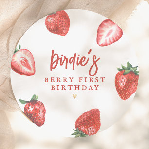 Assiettes En Carton Berry First Strawberry Girl Fête d'anniversaire