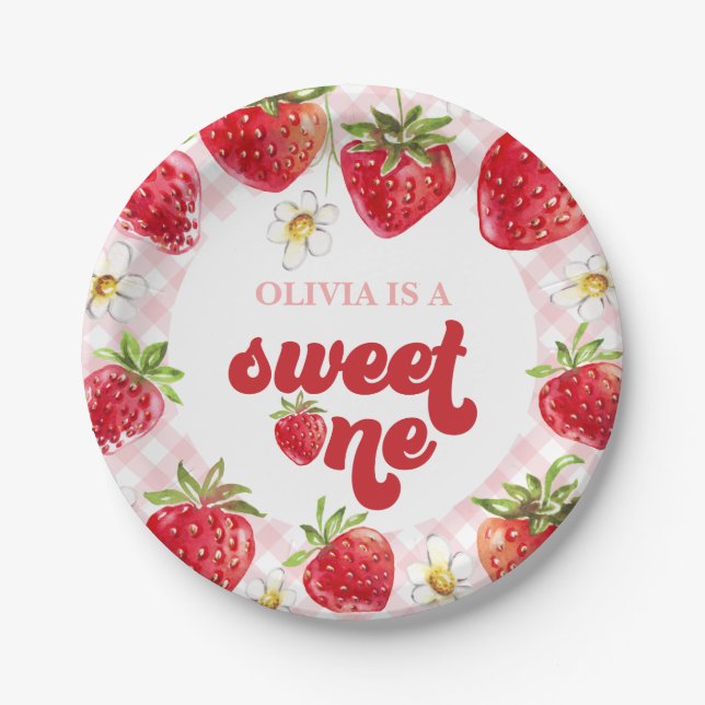 Assiettes En Carton Berry fraise Premier anniversaire (Devant)