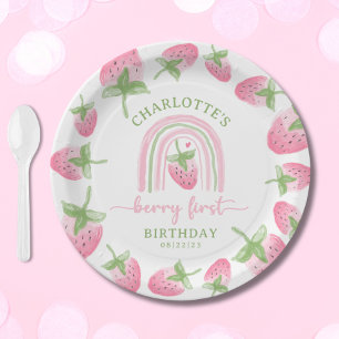 Assiettes En Carton Berry fraise Premier anniversaire