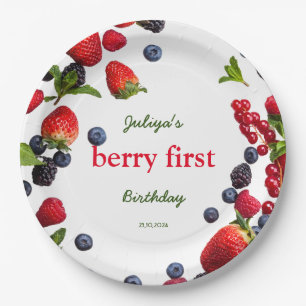Assiettes En Carton Berry Photo du premier anniversaire