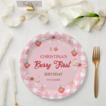 Berry premier anniversaire fraise rose gingham