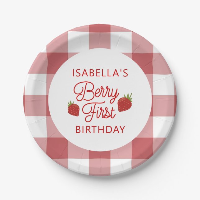 Assiettes En Carton Berry Premier Anniversaire Plaque Papier (Devant)