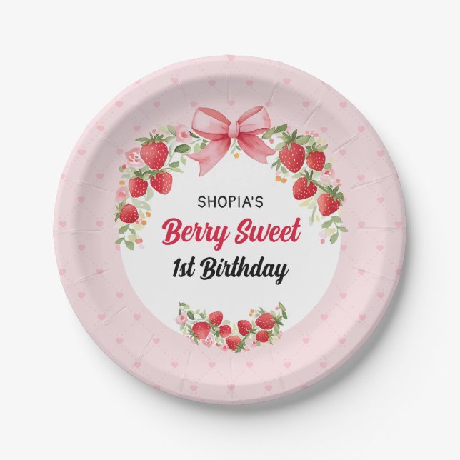 Assiettes En Carton Berry Sweet 1er anniversaire (Devant)